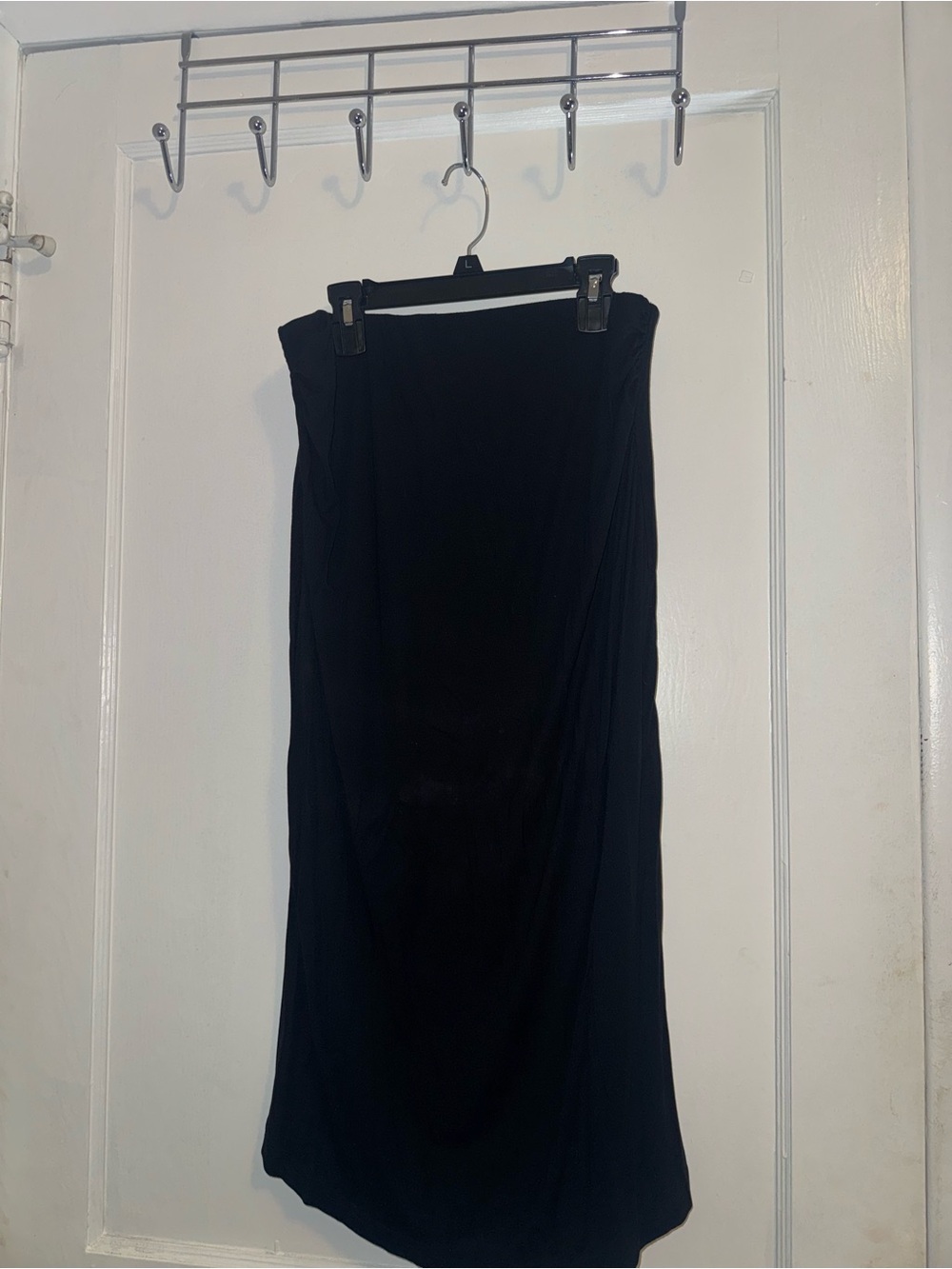 OGL Black Midi Skirt — Sleek Draped Silhouette